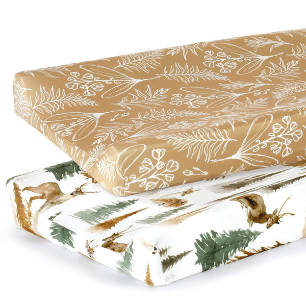 GRSSDER Stretch Ultra Soft Jersey Knit Changing Pad Cover Set 2 Pack,