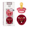 BIBS Pacifiers Colour Collection | Natural Rubber Baby Pacifier | Set of 2 BPA-Free Soothers | Coral/Ruby