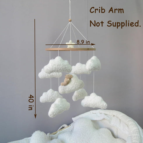 Goukurlsma Soft Cloud & Bear Baby Mobile for Crib | Neutral Nursery Mobiles for Baby Crib Mobile for Girls & Boys |
