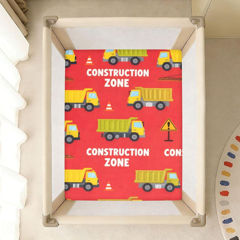 CZXW 52" 28" Construction Zone Vehicles Crib Sheets Fitted x Natural Cotton Soft & Breathable for Baby Crib Mattress