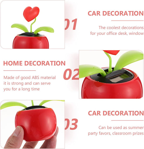 BESPORTBLE 2pcs Solar Dancing Figurines - Solar Powered Dancing Flower Heart for Car Dashboard Decoration