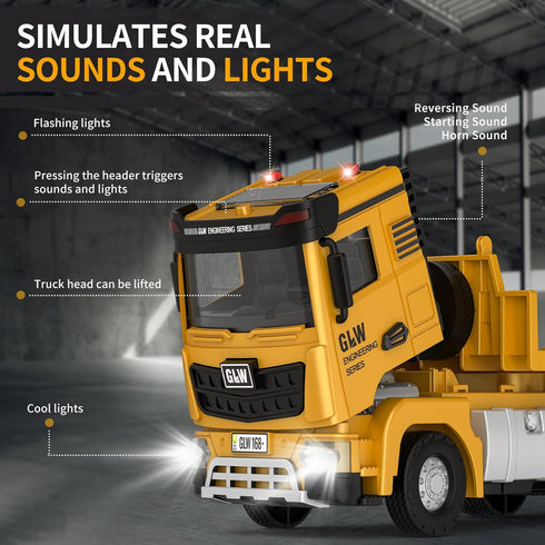 Kids Toys for 3-7 Years Old Boys - Die-cast Construction Toys Set with Semi Truck, Excavator, Bulldozer, Alloy Vehicles