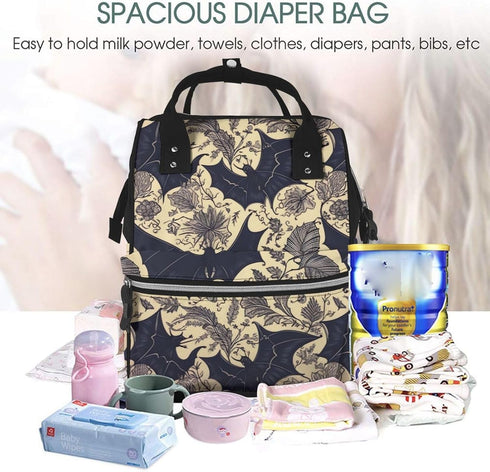 DWVTSLH Backpack Mummy Backpack Bat Print Diaper Bag Multifunction Nappy Bags Waterproof Large Capacity Travel