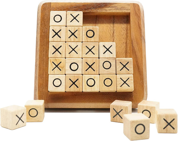 BSIRI Pushing Me Wooden Tic Tac Toe Game - Tabletop Board Game for Farmhouse Decor, Unique Gifts for Adults
