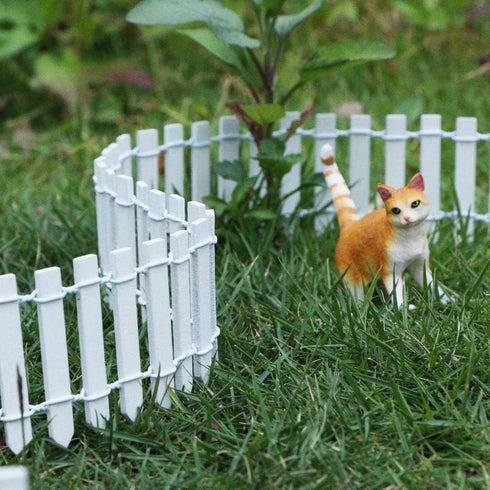 2-Pack 35 Inch Miniature Fairy Garden Fence Decorative Ornament for Dollhouse, 2 inch Height, White
