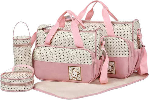 CNAFGBGG 5PCS/Set Diaper Bags for Baby Boy Water & Dust Proof Multi-functional Diaper Bag with Two Handbags, Bottle