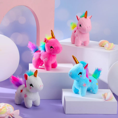 24 Pcs Mini Plush Unicorn Stuffed Animals, Unicorn Party Favors, DIY Plush Keychain for Birthday Wedding Gift