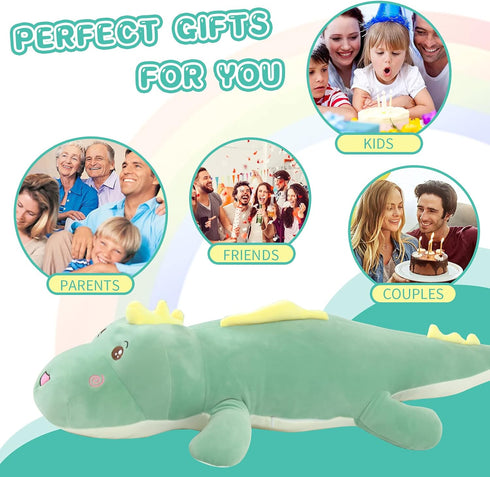 40 Inch Giant Dinosaur Soft Body Pillow Plush Dino Toy, Cute Big Stuffed Animal for Kids