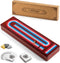 Cribbage Board Game Set with Large Storage Area, Solid Wood 3 Track