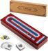 Cribbage Board Game Set with Large Storage Area, Solid Wood 3 Track