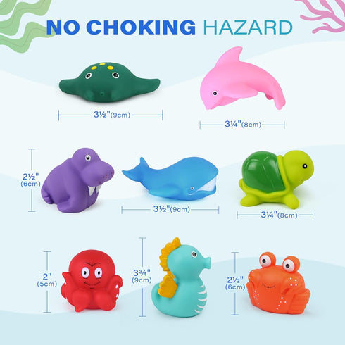 LotFancy Bath Toys for Kids Ages 1-3, Mold Free Ocean Sea Animal Bathtub Toys, 8PCS Soft Baby Bath Toys