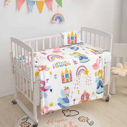 Datura home 3pcs Set, Crib Bedding Crib Sheet & Crib Skirt, Watercolor Butterfly Printed Nursery Bedding for Baby Boys