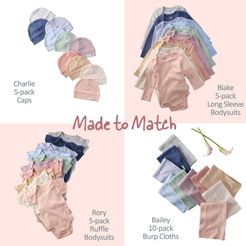 10-Pack 100% Butterblu Bailey Burp Cloths Organic Cotton Knit for Newborn & Baby Boys & Girls, Sorbet Frost Rainbow