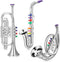 Treela Set of 3 Musical Instruments, Saxophone Trumpet and Horn for Beginners, Colorful Keys Coded for Boys Girls