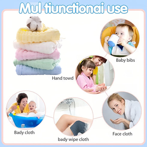 6Pack 20''x10'' 100% 6 norinori Baby Burp Cloths Muslin Washcloths - Muslin Burp Cloths Large Extra Soft Absorbent Baby