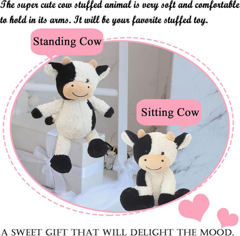 9" Cow Stuffed Animals Plush Soft Stuffed Cow Toy for Kids Girls Boys