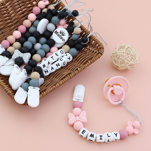 Customized Baby Pacifier Holder Clip with Name, Personalized Name Pacifier Clip for Boys and Girls Fits for Most