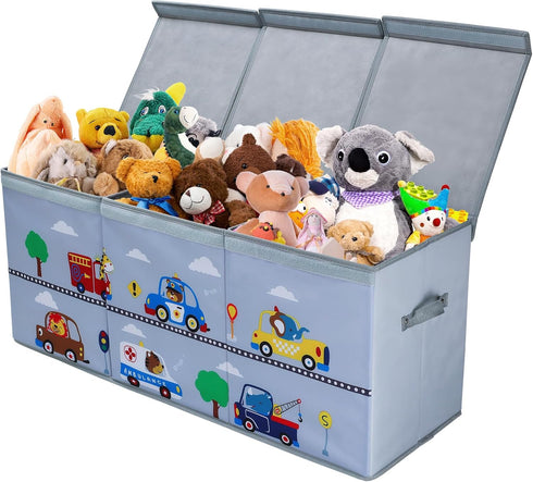decalsweet Toy Box Chest for Kids, Collapsible Oxford Toy Storage Box with