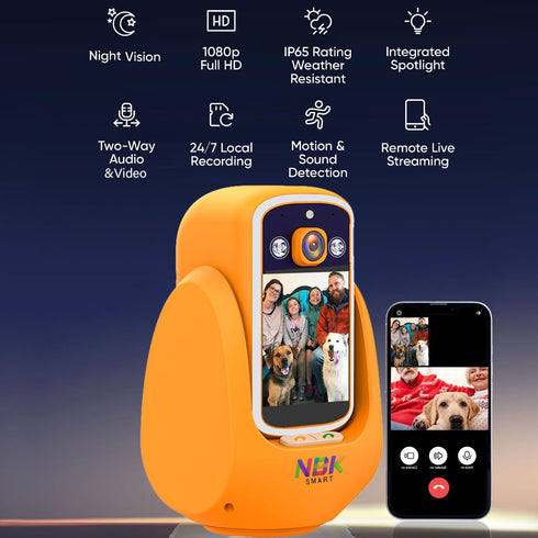 NBKsmart 2 Audio/Video,2.8''Screen Way Camera Pan/Tilt WiFi AI Motion Detection for Baby/Pet/Puppy/Cat/Dog,Facetime