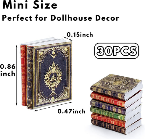 30 Pack 1:12 Scale Miniatures Dollhouse Books,Assorted Timeless Miniatures Books,Mini Books Dollhouse Decoration,Dollhouse Accessories Toy Supplies for Boys and Girls