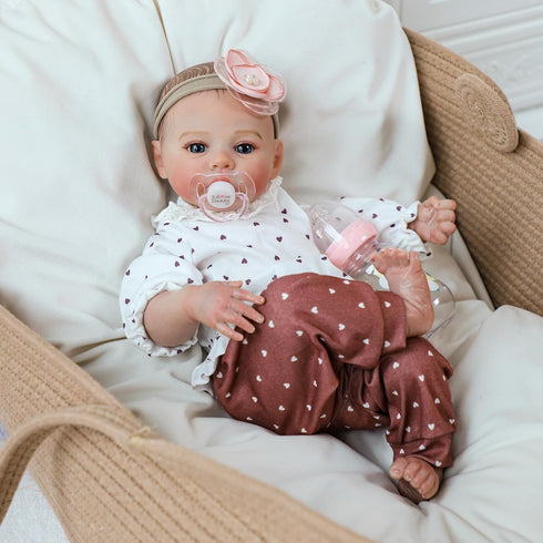 18 Inch 3+ KSBD Reborn Baby Dolls - Realistic Baby Doll Girl, Real Life Baby Dolls with Cute Soft Vinyl Body, Real Baby
