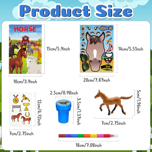 72 Cinrobiye Pcs Horse Party Favors Coloring Book Bulk, Farmhouse Pony Birthday Supplies, Western Cowboy Party Games