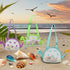 AUONY Swimming Beach Toy Mesh Beach Bag Kids Shell Bag Dinosaur Beach Sand Toy Totes for Holding Shells Beach Toys Sand