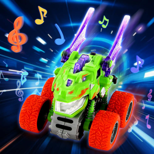 VUSUMOK 2-4,Dinosaur 3-5 Sounds,2 Pack 360 1 2 3 4 5 Monster Truck Toys for Ages Toys for Kids Light-Up Toddle Boy Toy