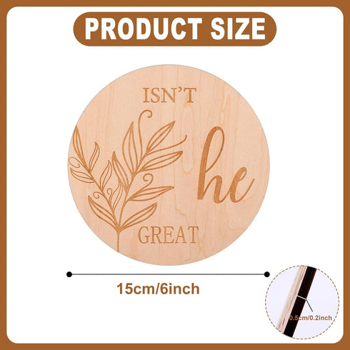 PEUTIER 6 Inch Double-Sided Gender Reveal Signs, Wooden Baby Announcement Sign Isn't She or He Round Photography Props