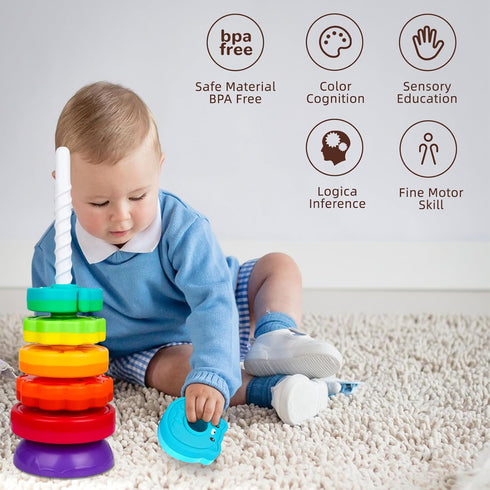 Montessori Toys for 1+ Year Old - Educational Stacking & Spinning Baby Toys for Toddlers 1-3, Christmas Birthday Gift