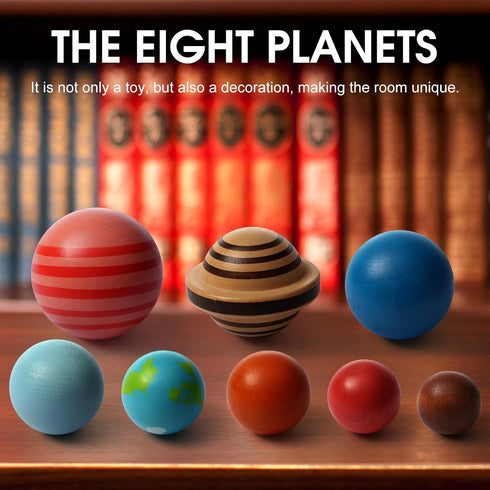 MOHLTIAPD SystemMontessori Wooden Solar System Model BoardKids Solar Planet Toys,Educational Planets Balls,Preschool