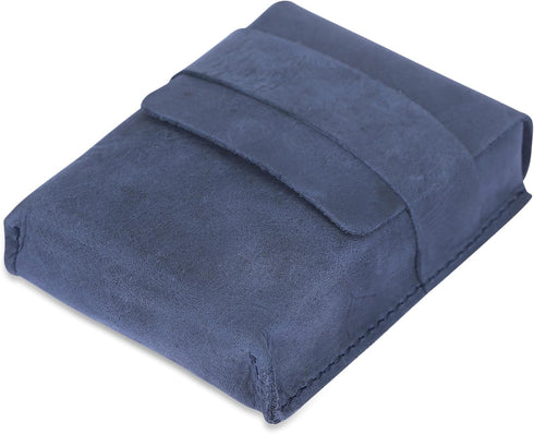 TheAntiq Leather Playing Card Case (Blue) for Board Games, Coin Pouch, Change Holder, Money Organiser, Card Deck Holder