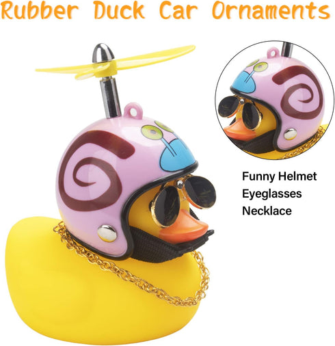 wonuu Rubber Duck Car Decorations, Cute Yellow Duck Dashboard Ornaments with Propeller (Snail-Y)