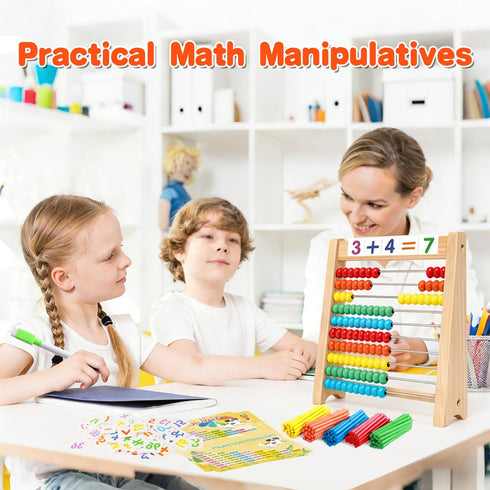 5-7 Counters Counting 3-5 6-8 4 1-100 Wooden Abacus for Kids Math Games for Kids Abacus Homeschool Toys for Boys Girls