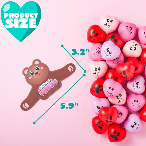 28 Packs JOYIN Heart Stress Ball with Valentine Cards Heart Shape squishy toy Stress Relief Fidget Toy with Valentines