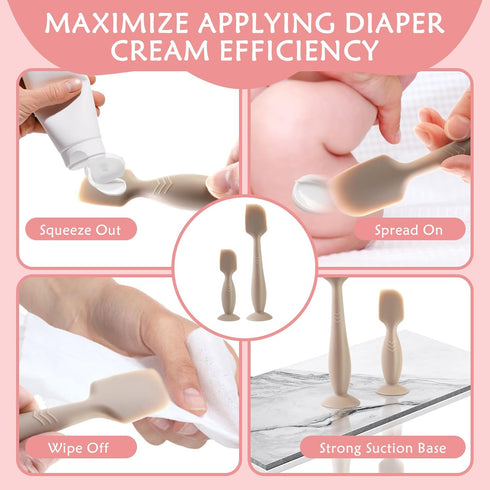 Baby Diaper Cream Spatula, 2 Pack Silicone Applicator, Full-Size + Mini Butt Paste Spatula for Newborns (Blue)