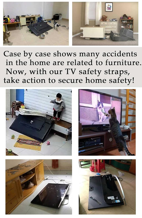 1 Pack Adjustable TV Safety Straps, No-Drill Anti-Tip Furniture Anchors for Baby Proofing, Flat Screens Fix