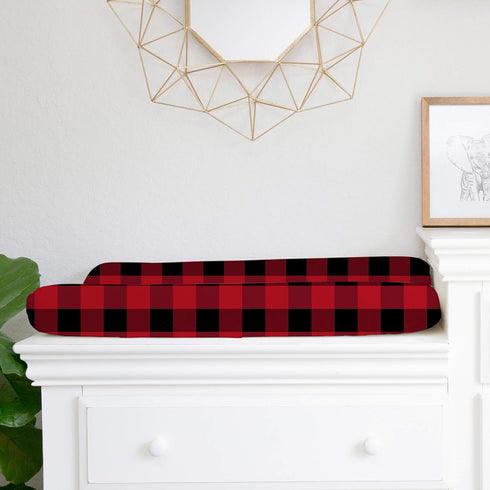Woodland-Themed Baby Changing Pad Cover - Buffalo Plaid Design