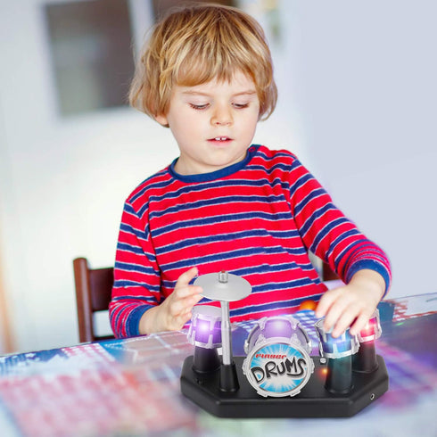 Finger Drum Set Electronic Mini Desktop Toy Instrument Game with Sounds and Lights for Kids and Adults