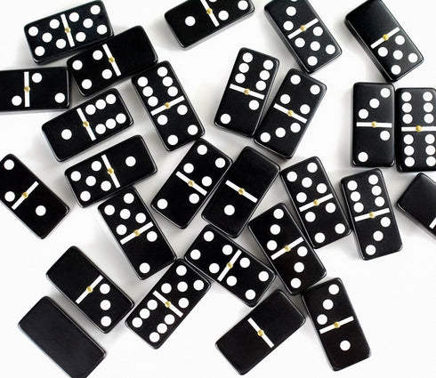 Set 6 Set Bucher&Rossini Dominoes Double - Classic Black Domino's Game for Adults and Kids Idea Gift Present for Domino