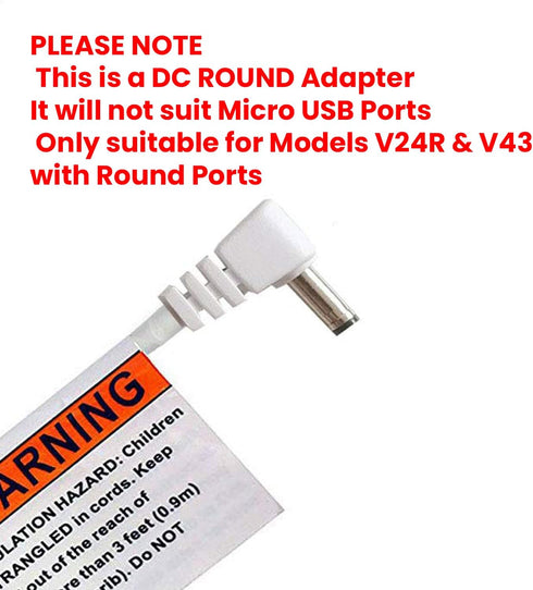 Babysense Round Power Adapter for Video Baby Monitors, V24R and V43 Only, Not for Micro USB Port