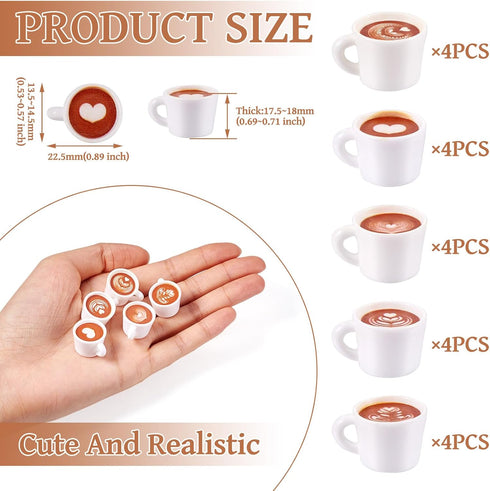 20Pcs 5 Beadthoven Mini Resin Coffee Cups Styles Miniature Coffee Mug Tiny Coffee Drink Beverage Dollhouse Accessories