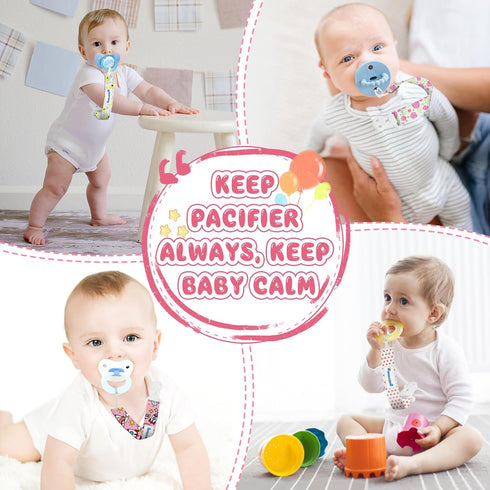 Smlpuame Girl,6 Pack Pacifier Clip Stylish Binky Clips Strap for Baby Girls,Paci Holder with Clip Lightweight Universal