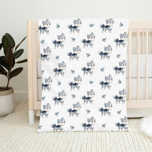 Wicbfdfv 40x50inch Cute Wolf Boho Leaves Baby Boy Girl Blankets Wolves Flannel Blanket Wildlife Animal Fluffy Blanket