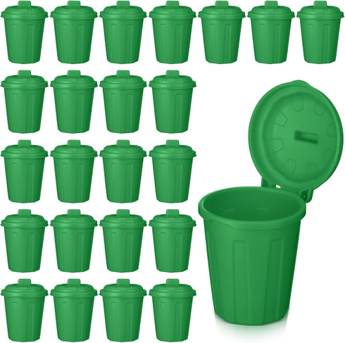 Zubebe 24 Pcs Green Mini Trash Can Mini Toy Garbage Can Small