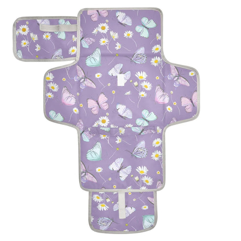 Portable Changing Pad for Baby - Butterfly Purple Waterproof Diaper Changing Mat