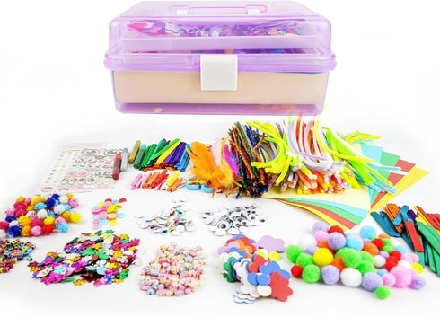 1000+ Set, 3 4-8 8-12 SMILESSKIDDO Arts Craft Supplies for Kids - PCS Toddler DIY Craft Art Supply Portable Layered