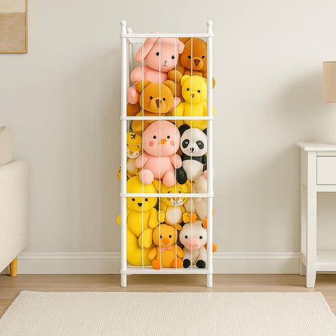 Stuffed Animal Storage,Wooden Stuffed Animal Holder with Elastic Band,Plushies Organizer for Bedroom