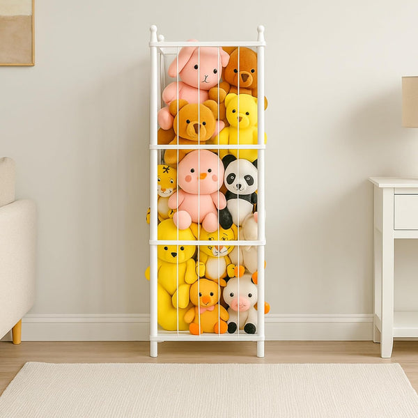 Stuffed Animal Storage,Wooden Stuffed Animal Holder with Elastic Band,Plushies Organizer for Bedroom