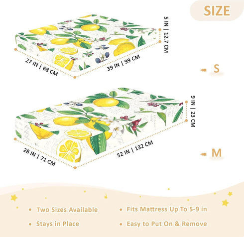 CZXW 52" 28" Vibrant Lemon Crib Sheets Fitted x Natural Cotton Soft & Breathable for Baby Crib Mattress